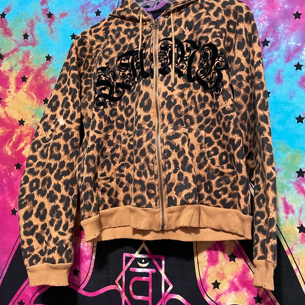 Rare LAMB zip ip hoodie leopard print sweatshirt